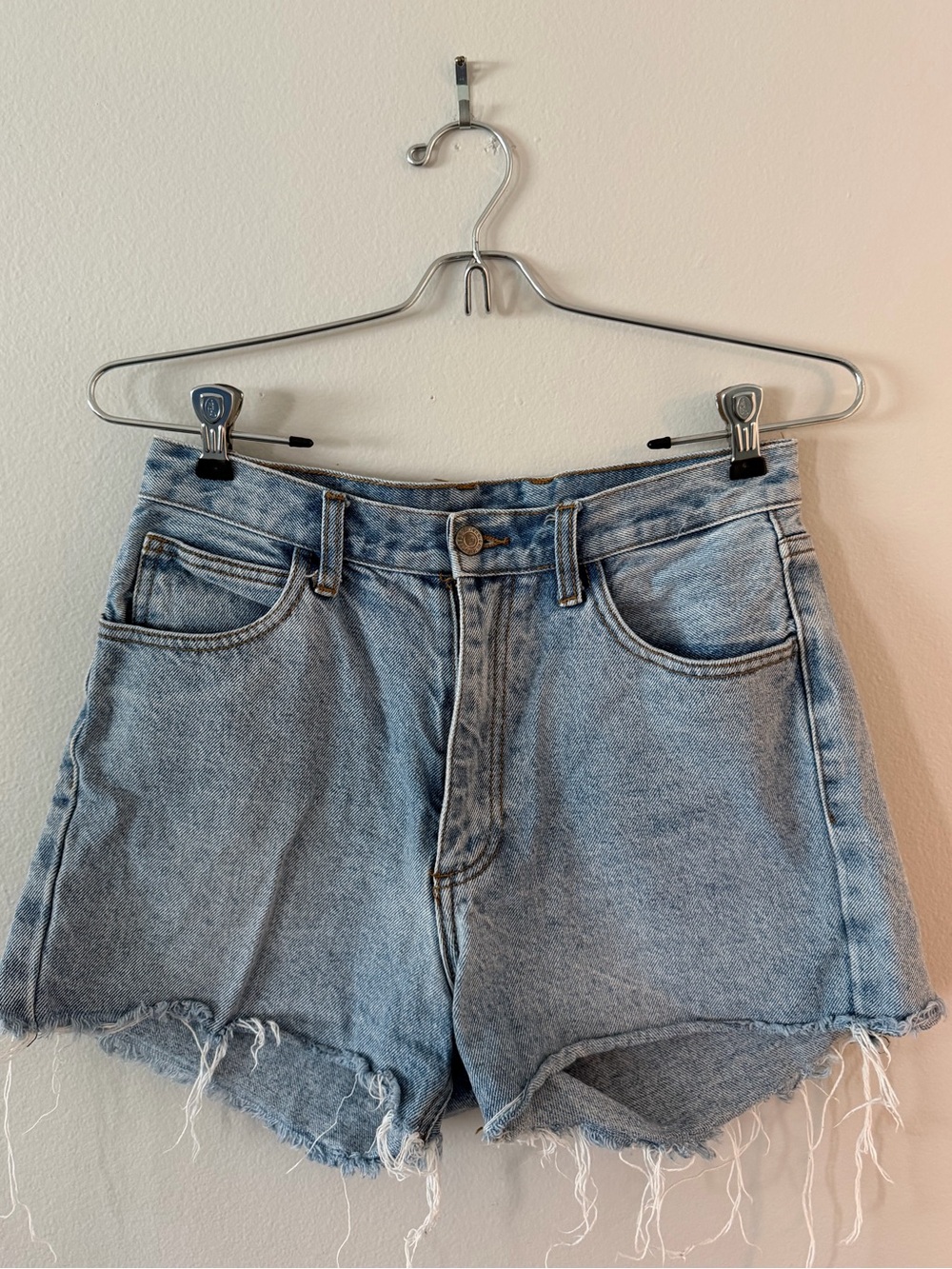 PacSun Light Wash High-Rise Frayed Denim Shorts